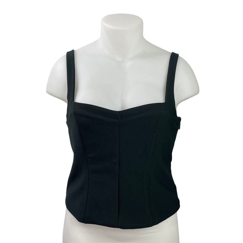 Abercrombie & Fitch Black Sleeveless Square Neck Crop Corset Crop Tank Top Sz XL